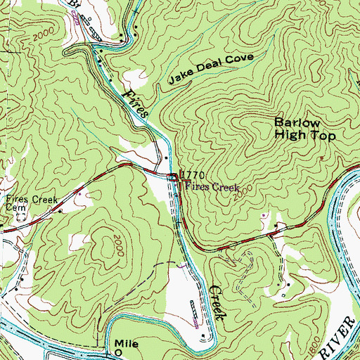 Topographic Map of Fires Creek, NC