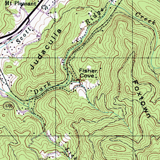 Topographic Map of Fisher Cove, NC