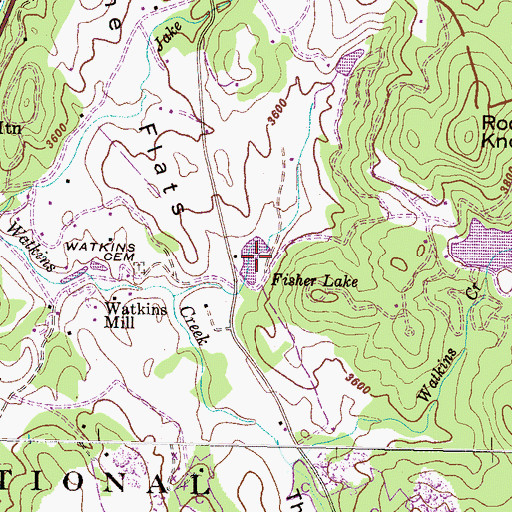 Topographic Map of Fisher Lake, NC