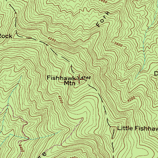 Topographic Map of Fishhawk Mountain, NC
