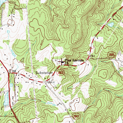 Topographic Map of Flag Springs Church, NC