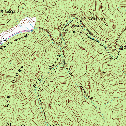 Topographic Map of Flat Branch, NC