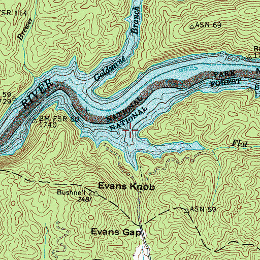 Topographic Map of Flat Branch, NC