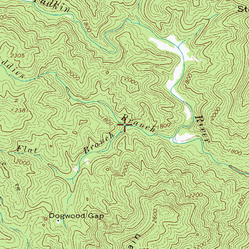Topographic Map of Flat Branch, NC