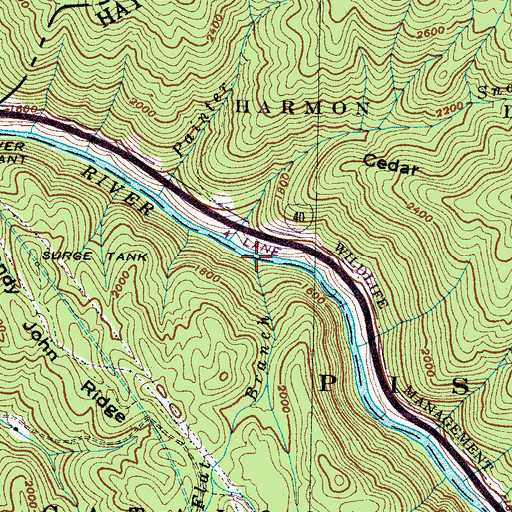 Topographic Map of Flat Branch, NC