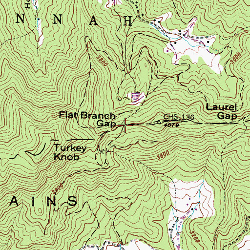 Topographic Map of Flat Branch Gap, NC