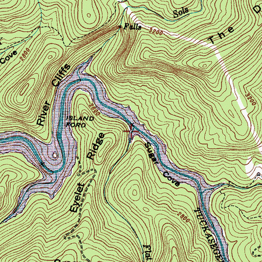 Topographic Map of Flat Creek, NC