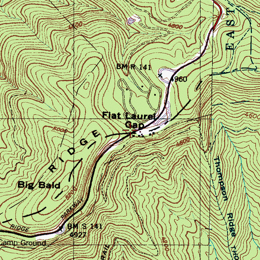 Topographic Map of Flat Laurel Gap, NC
