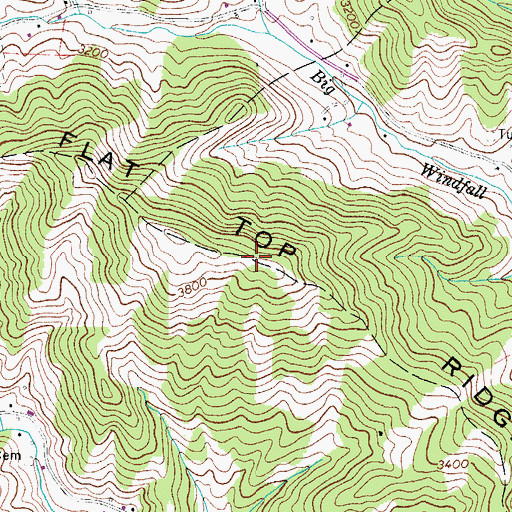 Topographic Map of Flat Top Ridge, NC