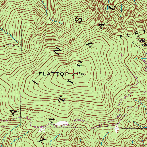 Topographic Map of Flattop, NC