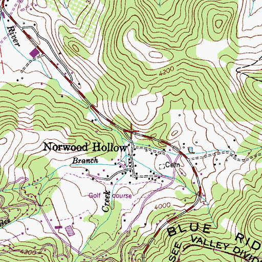 Topographic Map of Flattop Creek, NC