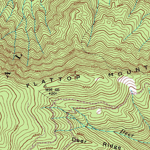 Topographic Map of Flattop Mountain, NC