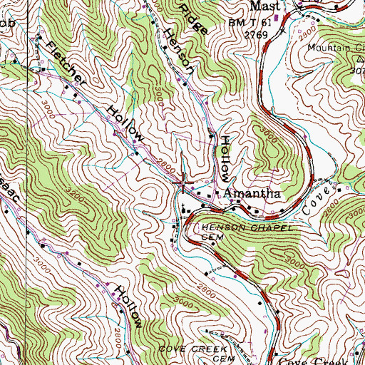 Topographic Map of Fletcher Hollow, NC