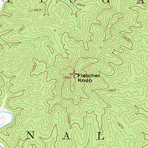 Topographic Map of Fletcher Knob, NC