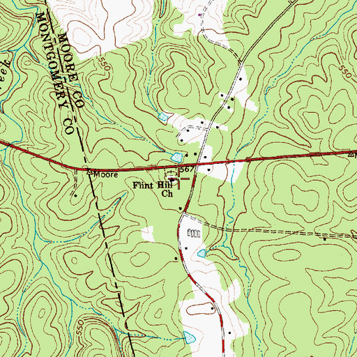 Topographic Map of Flint Hill Church, NC
