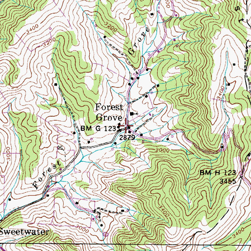 Topographic Map of Forest Grove, NC