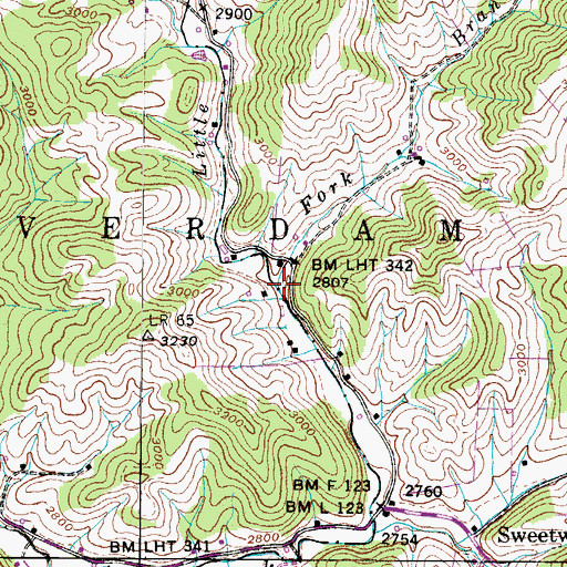 Topographic Map of Fork Branch, NC