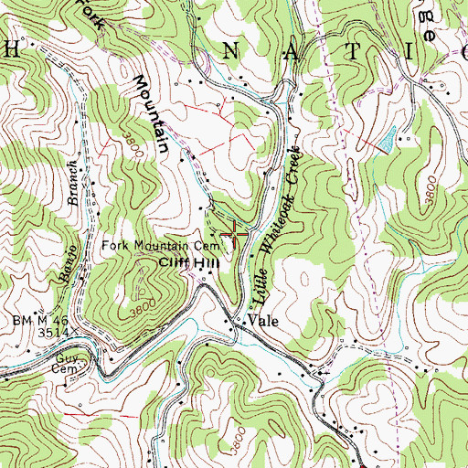 Topographic Map of Fork Mountain Cemetery, NC
