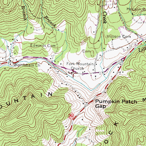 Topographic Map of Fork Mountain Church, NC