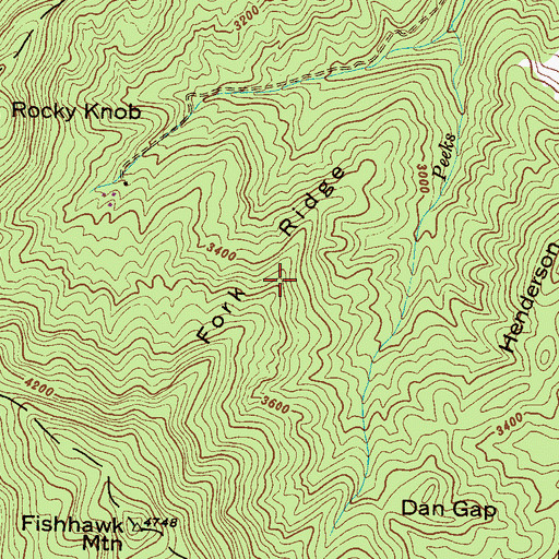 Topographic Map of Fork Ridge, NC