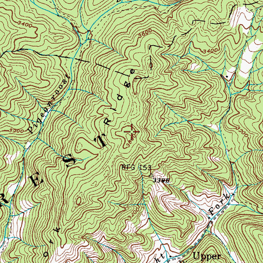 Topographic Map of Fork Ridge, NC