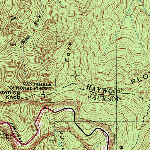 Topographic Map of Fork Ridge, NC