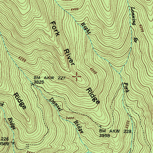 Topographic Map of Fork River Ridge, NC