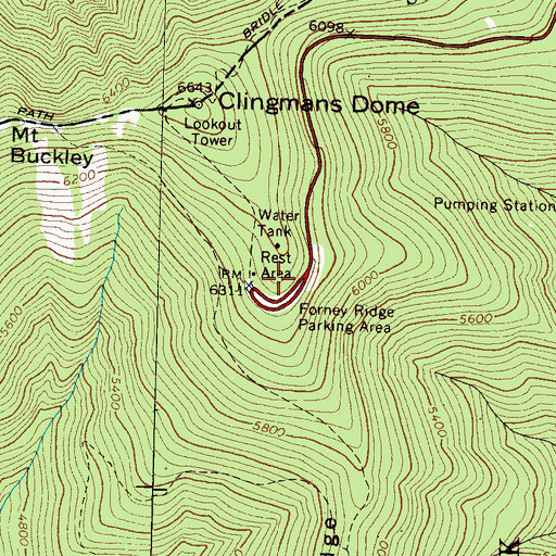 Topographic Map of Forney Ridge, NC