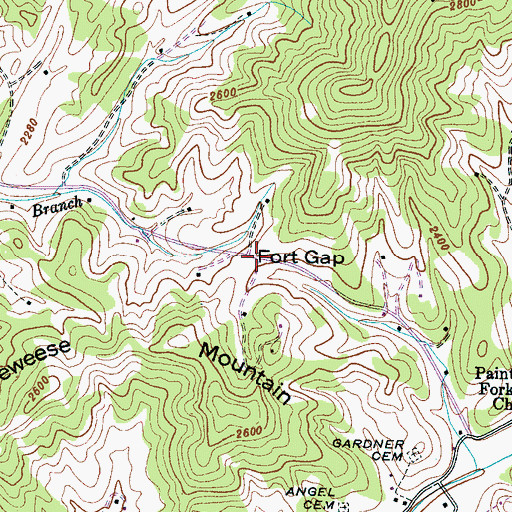 Topographic Map of Fort Gap, NC