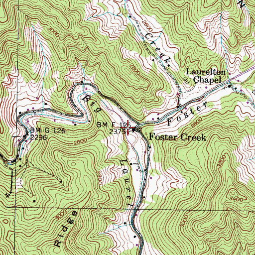 Topographic Map of Foster Creek, NC