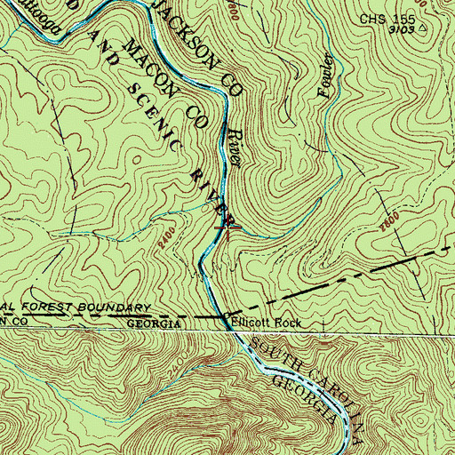 Topographic Map of Fowler Creek, NC