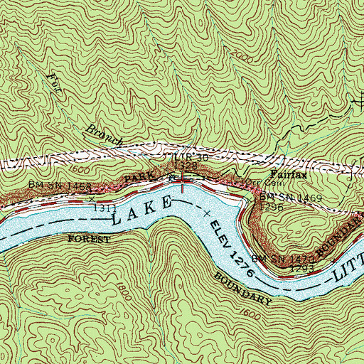 Topographic Map of Fox Branch, NC