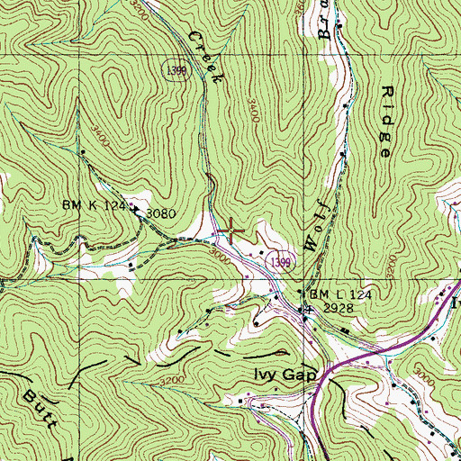 Topographic Map of Fox Creek, NC