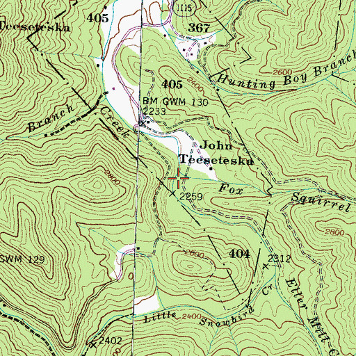 Topographic Map of Fox Squirrel Branch, NC