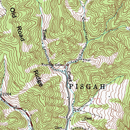 Topographic Map of Francis Cemetery, NC