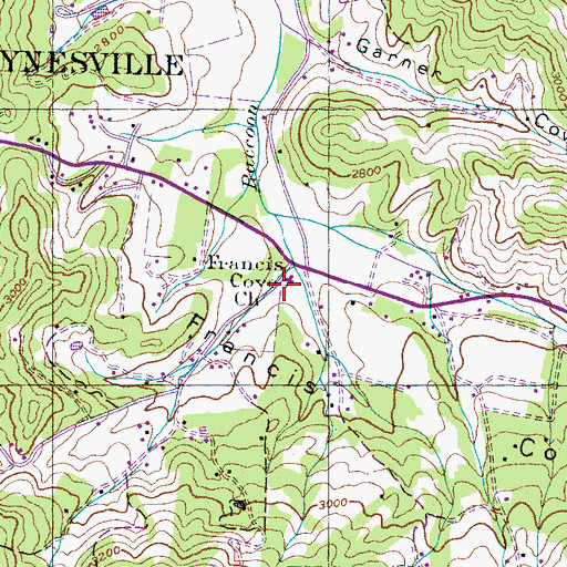 Topographic Map of Francis Cove Church, NC