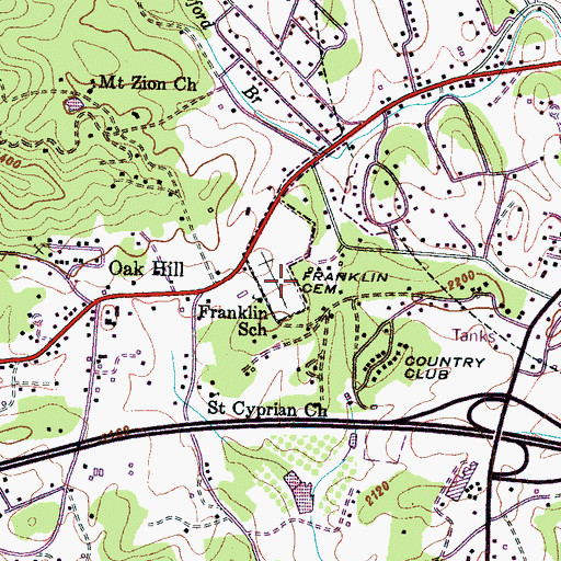 Topographic Map of Woodlawn Cemetery, NC