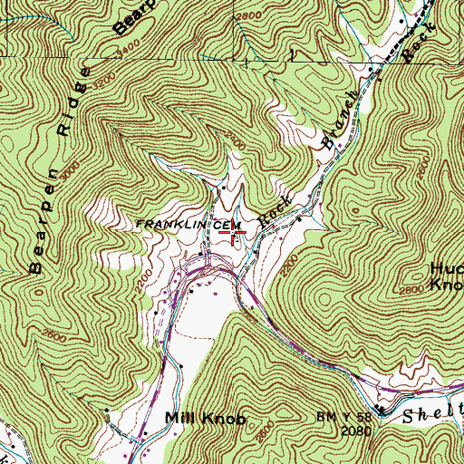 Topographic Map of Franklin Cemetery, NC