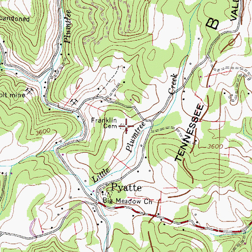 Topographic Map of Franklin Cemetery, NC
