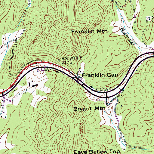Topographic Map of Franklin Gap, NC