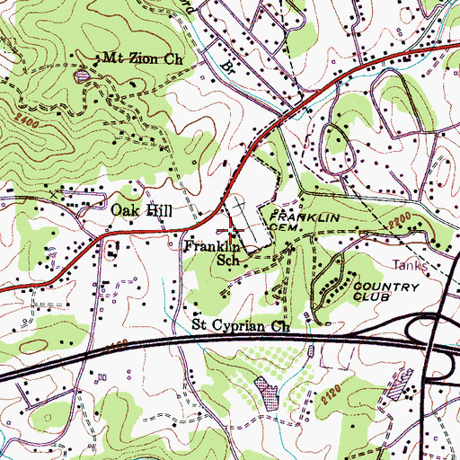 Topographic Map of Franklin School, NC