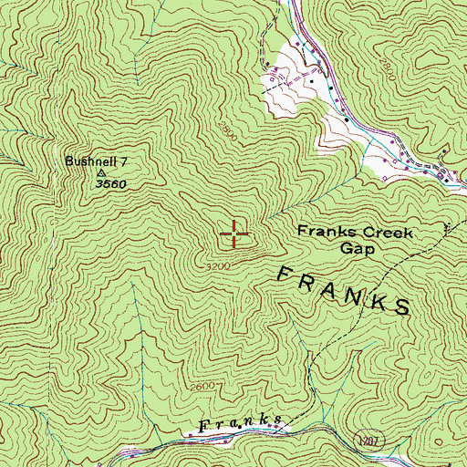 Topographic Map of Franks Creek Lead, NC