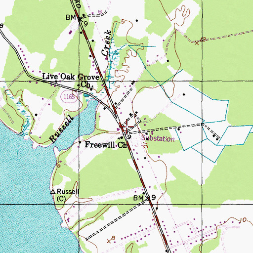 Topographic Map of Freewill Church, NC