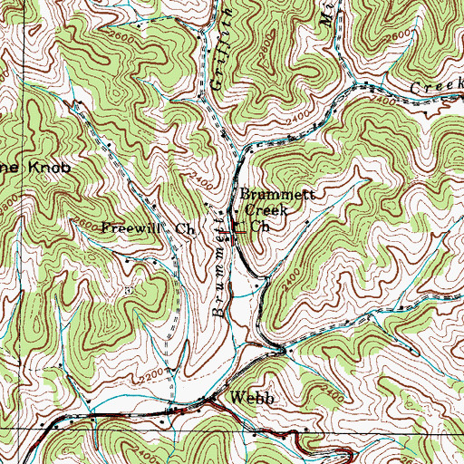 Topographic Map of Freewill Church, NC