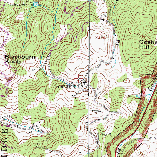 Topographic Map of Friendship Church, NC