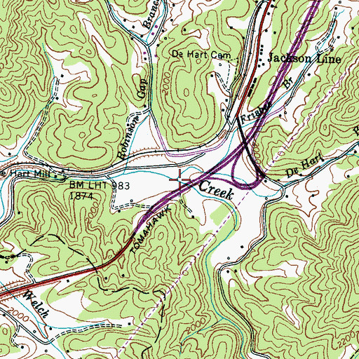 Topographic Map of Frisbee Branch, NC