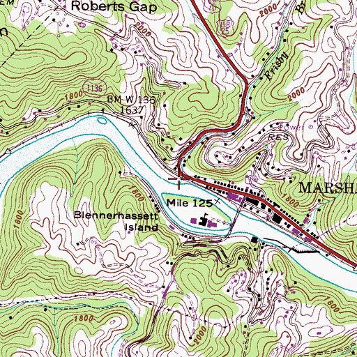 Topographic Map of Frisby Branch, NC