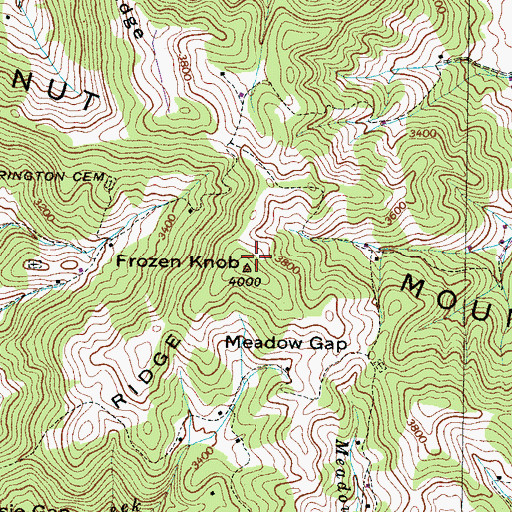 Topographic Map of Frozen Knob, NC