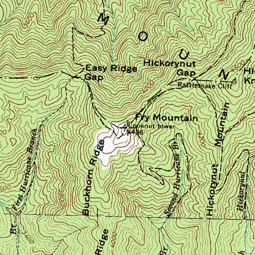 Topographic Map of Fry Mountain, NC
