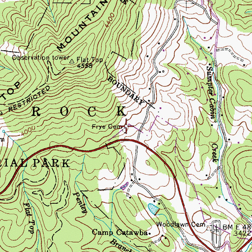 Topographic Map of Frye Cemetery, NC
